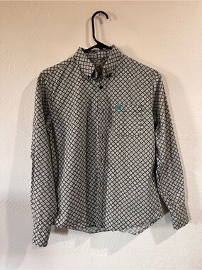 Ariat White and Black Geometric Button-Down Shirt